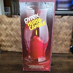 Pyrex Hurri-Candle Corning Hurricane Candle 11.5" Tall #115 Original Box Vintage